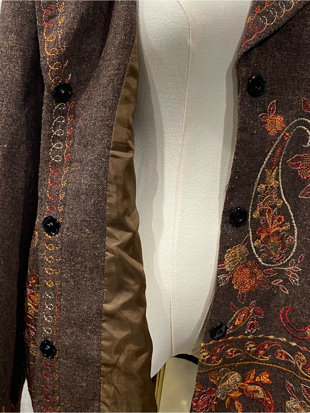 Coldwater Creek Brown Wool-Blend Colorful Embroidered Paisley Blazer Jacket 2X - Picture 5 of 13
